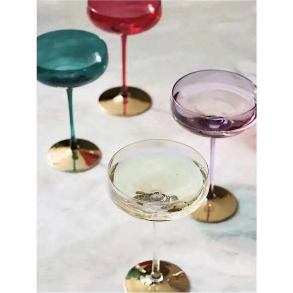 Anthropologie Other - Anthropologie Camille Coupe Glasses Set Of 4 Mixed Colors